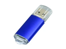 USB-флешка на 32 Гб с прозрачным колпачком, синий фото