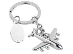 Брелок в форме самолета реактивного, серебряный фото