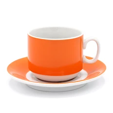 Чайная пара фарфоровая экспресс Sunrise, оранжевая фото