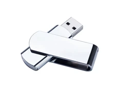 Флешка USB 3.0 на 64 Гб глянцевая поворотная, серебряная фото