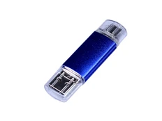 Флешка USB 2.0/micro USB на 32 Гб, синий металлик фото