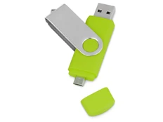 USB/micro USB флешка Квебек OTG, 16Гб, зеленый фото