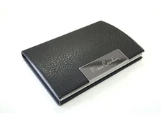 Визитница из искусственной кожи с магнитом и шильдом, черный/серый фото