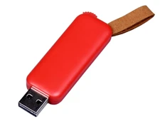 Флешка USB 2.0 на 32 Гб Промо, выдвижной механизм, красная/ коричневая фото