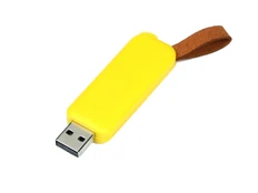 Флешка USB 2.0 на 32 Гб Промо, выдвижной механизм, желтая/ коричневая фото