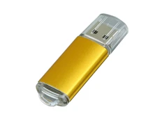 USB-флешка на 32 Гб с прозрачным колпачком, золотой фото