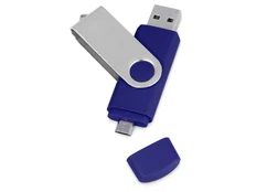 USB/micro USB флешка Квебек OTG, 16Гб, синий фото
