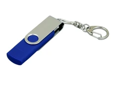 USB-флешка на 16 Гб с поворотным механизмом и дополнительным разъемом Micro USB, синий/серый фото