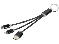 Кабель брелок 3 в 1: micro USB / Lightning / Type C, Metal, черный фото