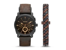 Часы наручные мужские Fossil, черные / темно-коричневые фото