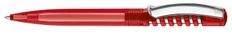 Ручка шариковая пластиковая Senator New Spring Clear Clip Metal, прозрачная красная / серебристая фото