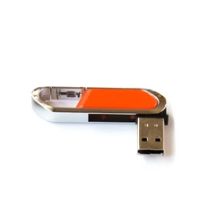Флешка Карабин, пластиковая с металлической вставкой, оранжевая, 32Гб фото