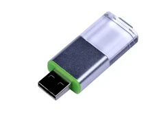 Флешка USB 2.0 на 32 Гб Промо, выдвижной механизм, зеленая/ прозрачная фото