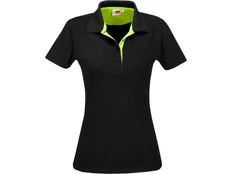 Футболка поло женская US Basic Solo, черная / салатовая фото