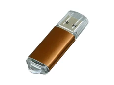 USB-флешка на 64 Гб с прозрачным колпачком, коричневый фото