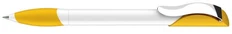 Ручка шариковая пластиковая Senator Hattrix Polished Basiс Soft grip Clip Metal, белая / желтая фото