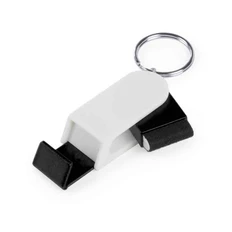 Брелок пластиковый Satari с держателем для телефона, белый / черный фото