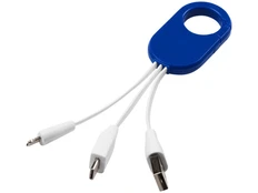 Кабель брелок 3 в 1: micro USB / Lightning / Type C, белый/ синий фото