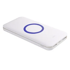 Внешний аккумулятор с беспроводной зарядкой Saturn, 8000 mAh, белый/ синий фото