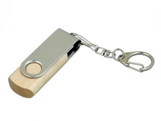 USB-флешка промо на 32 Гб с поворотным механизмом, серый, бежевый фото