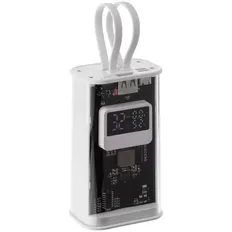 Аккумулятор c быстрой зарядкой Trellis Geek, 10000 mAh, белый / прозрачный фото