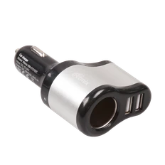 Зарядное устройство автомобильное на 2 порта Ritmix RM 2121DC, серебристое фото