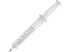 Ручка шариковая пластиковая в виде шприца 03, прозрачная фото