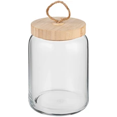 Банка с бамбуковой крышкой Pasabahce Woody M, прозрачная фото