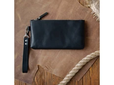 Барсетка кожаная «Даллас», черная фото