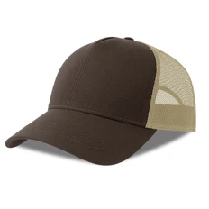 Бейсболка Atlantis Rapper Cotton-S, 5 клиньев, пластиковая застежка, коричневая / бежевая фото