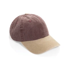 Бейсболка из двухцветной хлопковой саржи XD Xclusive Beau Aware™, 6 клиньев, 270 г/м², бежевая / темно-бордовая фото