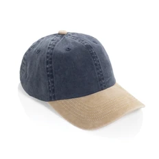 Бейсболка из двухцветной хлопковой саржи XD Xclusive Beau Aware™, 6 клиньев, 270 г/м², бежевая / темно-синяя фото