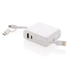 Внешний аккумулятор XD Collection с кабелями, 5000 mAh, белый фото