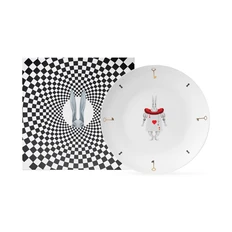 Блюдо Farforite «Кролик / В стране чудес» 20 см в подарочной коробке, белое / черное / красное фото