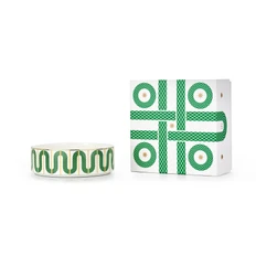 Блюдо сервировочное малое Farforite «Сплетено» для снеков и закусок в подарочной коробке, белое / зеленое / золотое фото