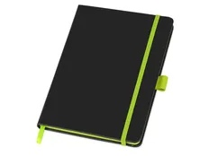 Блокнот в линейку на резинке Lettertone Color Edge А5, 80 листов, черный/ лайм фото