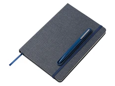 Блокнот с металлической шариковой ручкой и подставкой для телефона YoonY NotaBene А5, синий фото