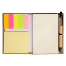 Блокнот Stick And Go А6 с ручкой и набором стикеров, бежевый фото