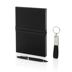 Блокнот Swiss Peak в комплекте с ручкой и брелком, черный фото