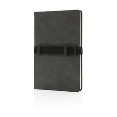 Блокнот в линейку с держателем для телефона и ручки XD Collection Deluxe А5, темно-серый фото