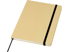 Блокнот в твердой обложке из переработанного картона Nelida A5, бежевый / черный фото