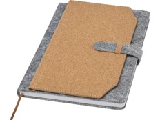 Блокнот из переработанного фетра и пробкового дуба Viviana A5, коричневый / серый фото