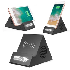 Колонка-подставка портативная с беспроводным зарядным устройством и подсветкой, 3 Вт, чёрная фото