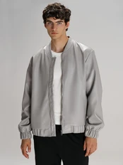 Бомбер из искусственной кожи Manevr Univer, серый фото