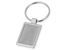 Брелок прямоугольный металлический, серебряный фото