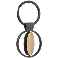 Брелок с поворотным элементом Bamboo Circle, крафт / чёрный фото