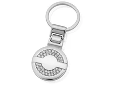 Брелок круглый Стразы, серебряный фото