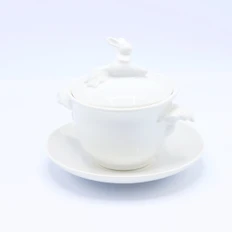 Бульонница «Кролик-Везунчик» с тарелкой, 425 мл, белый фото