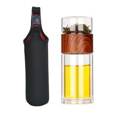 Бутылка c инфьюзером в чехле Ozo, 450 мл, прозрачная / коричневая фото