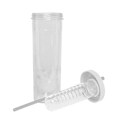 Бутылка для воды с контейнером для фруктов и трубочкой Long Drink, 700 мл, прозрачная / белая фото
